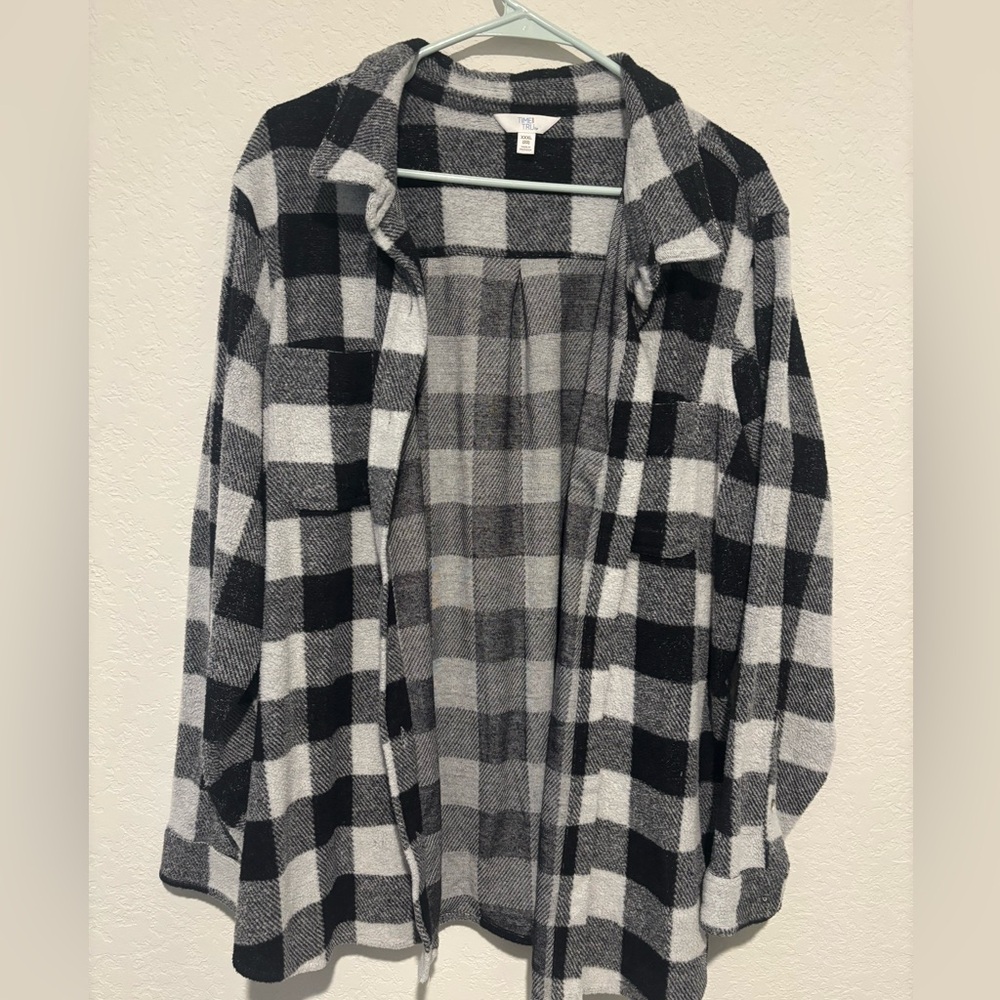 Time and Tru Black and White Buffalo Plaid Shacket